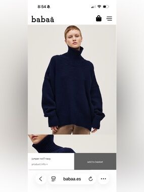 Babaa No17 Navy Turtleneck Sweater